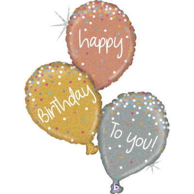 SShape Pırıltılı Rose Gold Uçan Balon Happy Birthday To You - 1