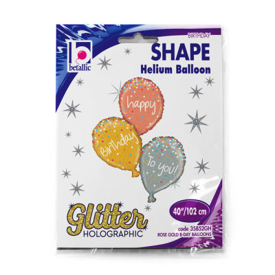 SShape Pırıltılı Rose Gold Uçan Balon Happy Birthday To You - 2