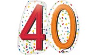 SShape Renkli Birthday 40 Rakamı Balon 60x55cm - 1