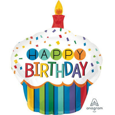 SShape Renkli Birthday Cupcake Balon 73x91cm - 1