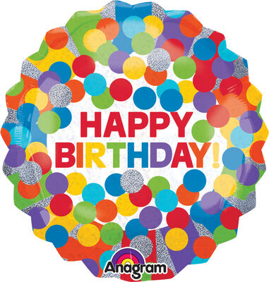 SShape Renkli Puanlı Happy Birthday Folyo Balon 71x71cm - 1