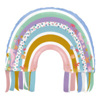 Sshape Retro Saçaklı Gökkuşağı Folyo Balon 68x71cm - Parti Yıldızı