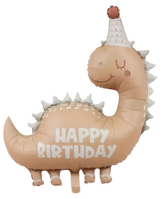 SShape Sevimli Retro Happy Birthday Dinozor Folyo Balon 80cm - 1