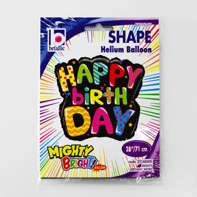 Sshape Siyah - Renkli H. Birthday Işıltılı Balon - 2