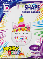 Sshape Unicorn Doğumgünü Işıltılı Folyo Balon 84cm - 1