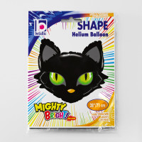 SShape Yeşil Gözlü Siyah Kedi Kafası Folyo Balon 71cm - 1