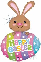 SShape Yumurta Tutan Tavşan Şekilli Happy Easter Folyo Balon 107cm - Parti Yıldızı