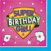 Superhero Girl Happy Birthday 16 lı Peçete - Parti Yıldızı