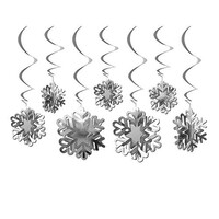 Tavan Süsü 3D Kar Tanesi Dekor Gümüş Renk 10 Adet - Parti Yıldızı