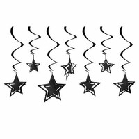 Tavan Süsü 3D Yıldız Dekor Siyah Renk 10 Adet - Parti Yıldızı