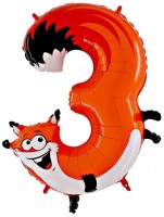 Hayvan Rakam Balon 3 Yaş Tilki 100cm - Parti Yıldızı