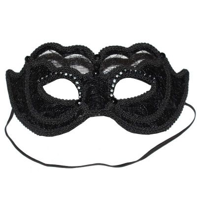 Tüllü Taşlı Dantelli Maske - 1