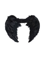 Aksesuar Tüylü Siyah Melek Kanadı Küçük 70 cm - 1