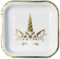 Unicorn Gold Kare Tabak 23cm 6 Adet - Parti Yıldızı