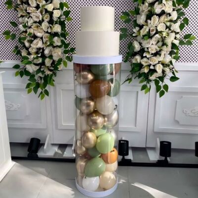 Vitrin Dekor PVC Silindir Beyaz Renk - 75cm - 1