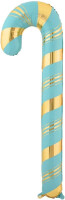 Yılbaşı Folyo Balon Turkuaz Gold Baston Şeker 73 cm - Parti Yıldızı