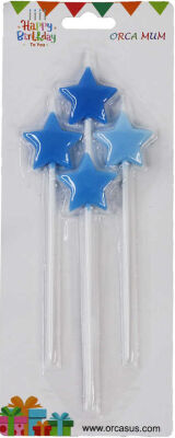 Yıldız Mum Mavi Renk - 4 Adet - 1