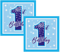 Yıldızlı 1 Yaş Mavi-Beyaz Peçete 16 Adet - Parti Yıldızı