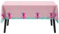 Yıldızlı 1 Yaş Pembe-Mint Masa Örtüsü - Parti Yıldızı