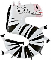Hayvan Rakam Balon 5 Yaş Zebra 100cm - Parti Yıldızı