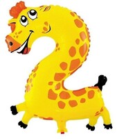 Hayvan Rakam Balon 2 Yaş Zürafa 100cm - Parti Yıldızı